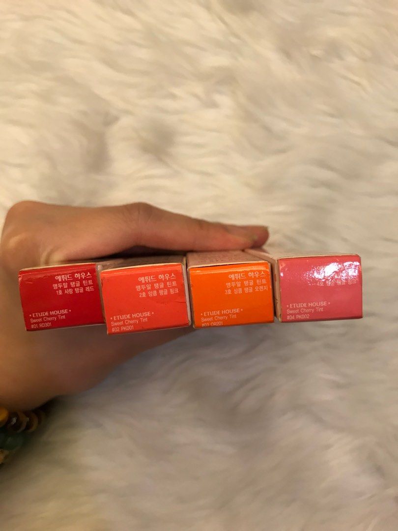 Etude House Sweet Cherry Tint (Category: Makeup) located in Quezon City. Submitted by currency27 (Listing ID 1221458693, Image 3). Description: 190 Each Shades available: #1 RD301 - sold #2 PK001 - sold #3 OR201 #4 PK002 - sold Authentic Store bought Brandnew/unused Complete with box Issue: I don’t remember when I bought it hence selling low RFS: raising funds, not into collecting make up anymore Pick up/checking of item is allowed in Xavierville