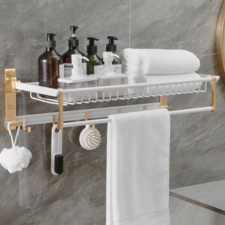 Foldable Towel Rack white with gold