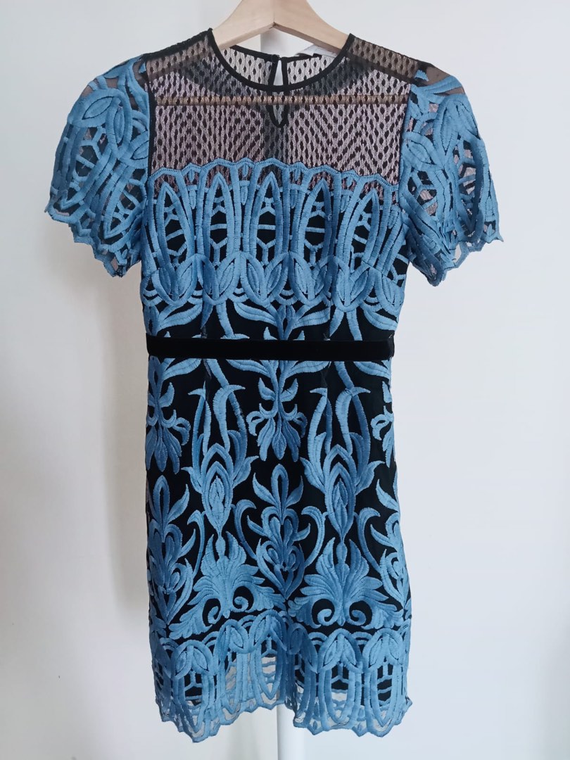 Foxiedox black dress with blue embriodery Women s Fashion