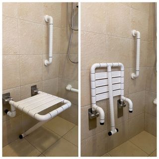 Wall Mounted Foldable Shower Chair, Shower Chair & Grab Bars ( with installation) 