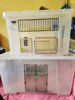 Hamster cage custom built from IKEA boxes