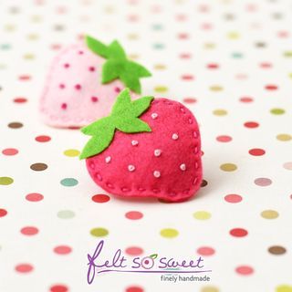 Handmade Felt Hair Clip Stainless Steel Strawberry-baby-snap