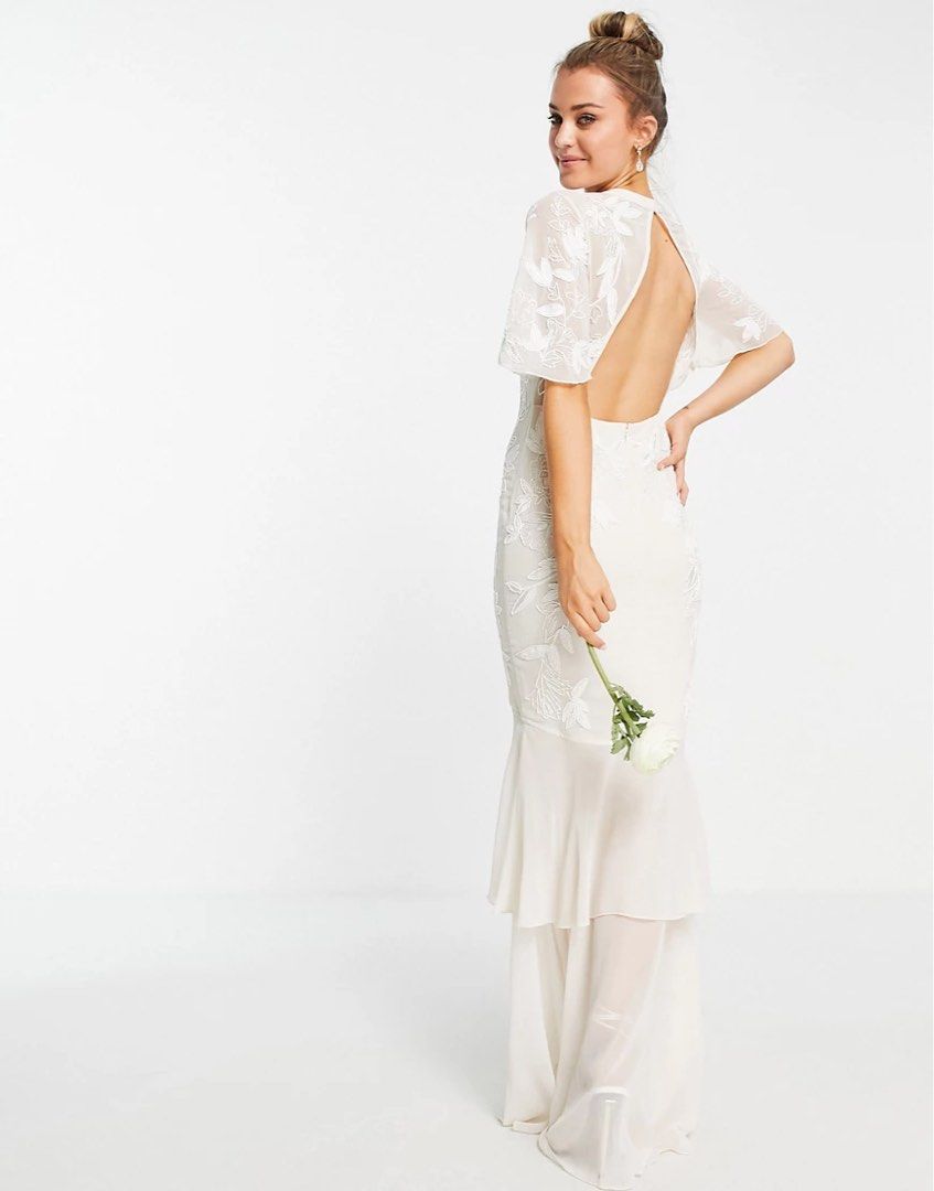 Hope Ivy Embroidered Backless Wedding Lunch Dress Women s
