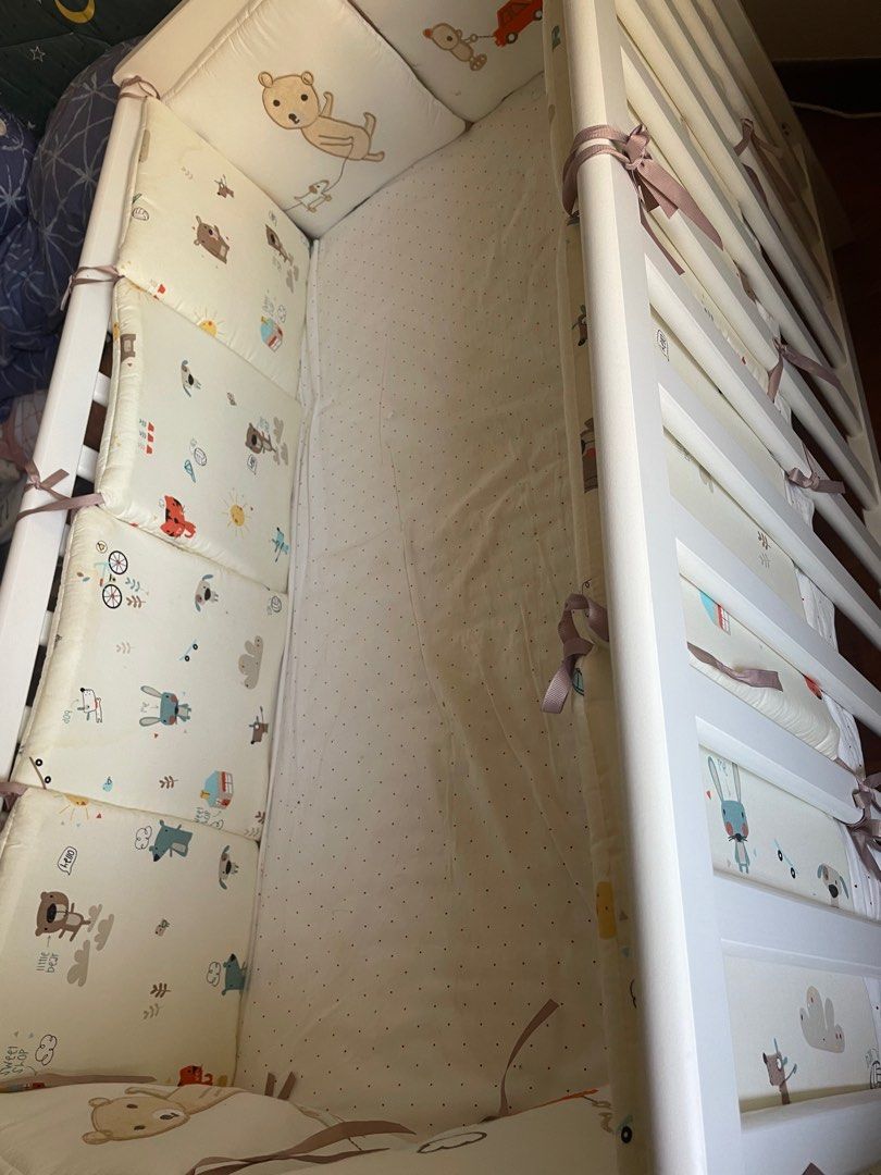 IKEA baby cot with mettress and bumpers, Babies & Kids, Baby Nursery