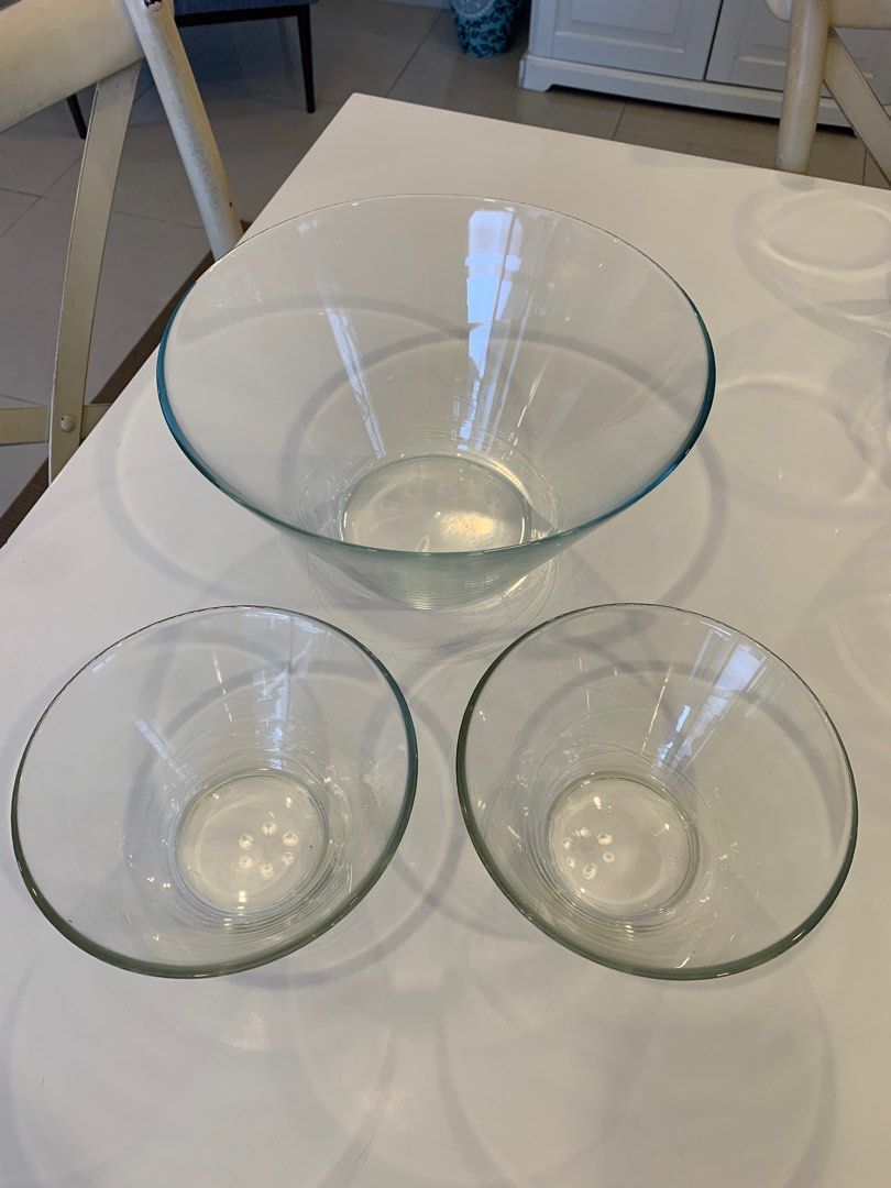 IKEA Glass bowls set of 3, Furniture & Home Living, Kitchenware