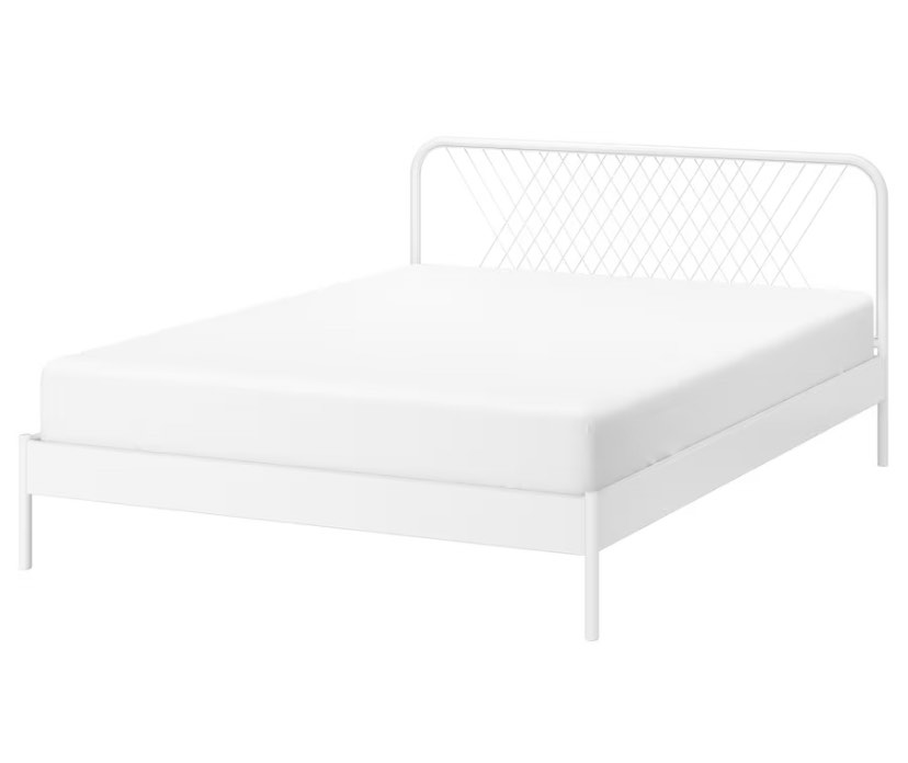 IKEA NESTTUN Queen white bed frame with mattress (disassembled