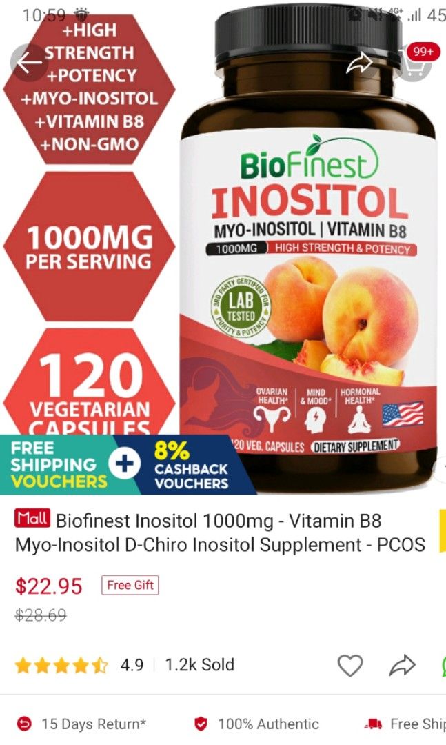 Inositol (Vitamin B8 Women PCOS Hormonal), Health & Nutrition, Health
