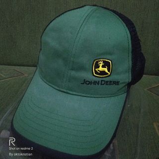 JOHN DEERE Green Trucker Jaring Cap Hat Topi Bekas Original