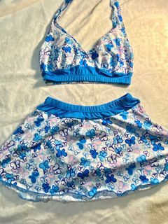 Kids’ Bikini Set 15 - Blue Floral Skirt