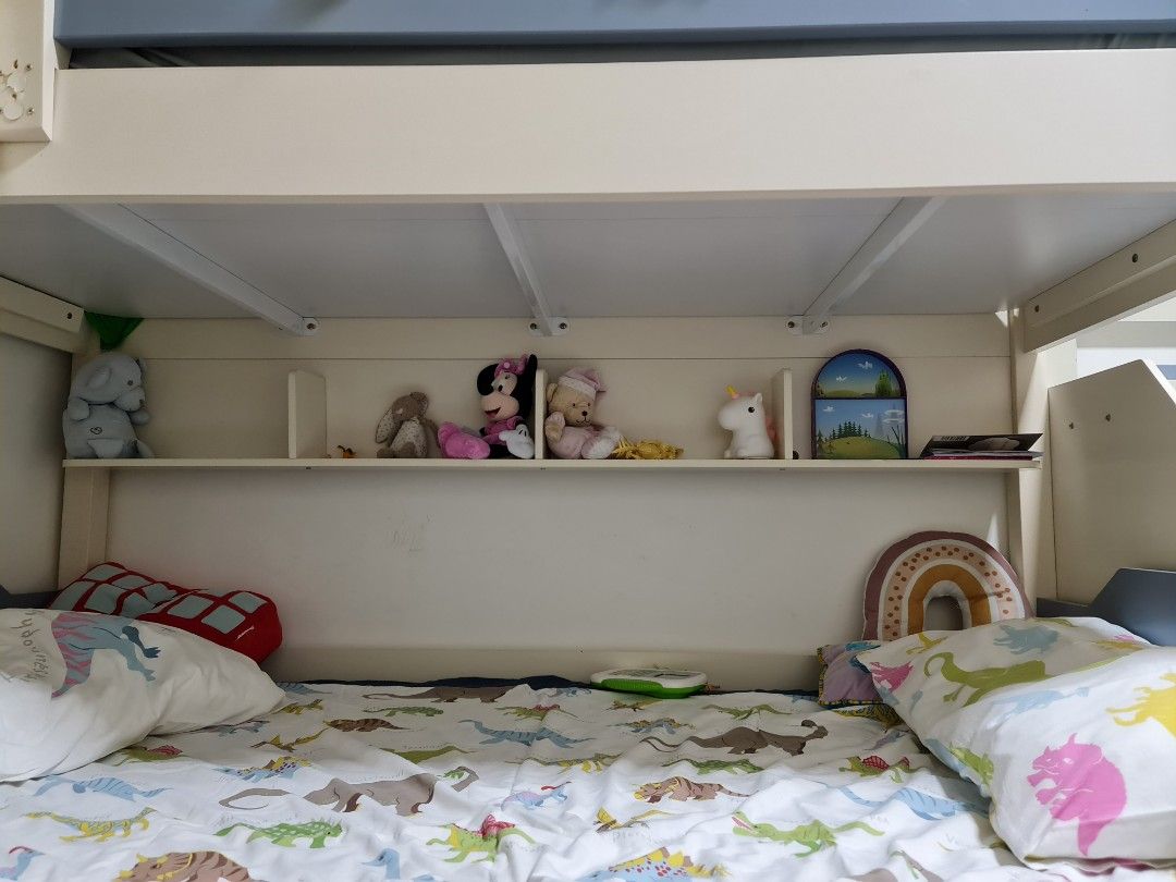 Kids bunk bed with 2 barely used mattresses, Furniture & Home Living