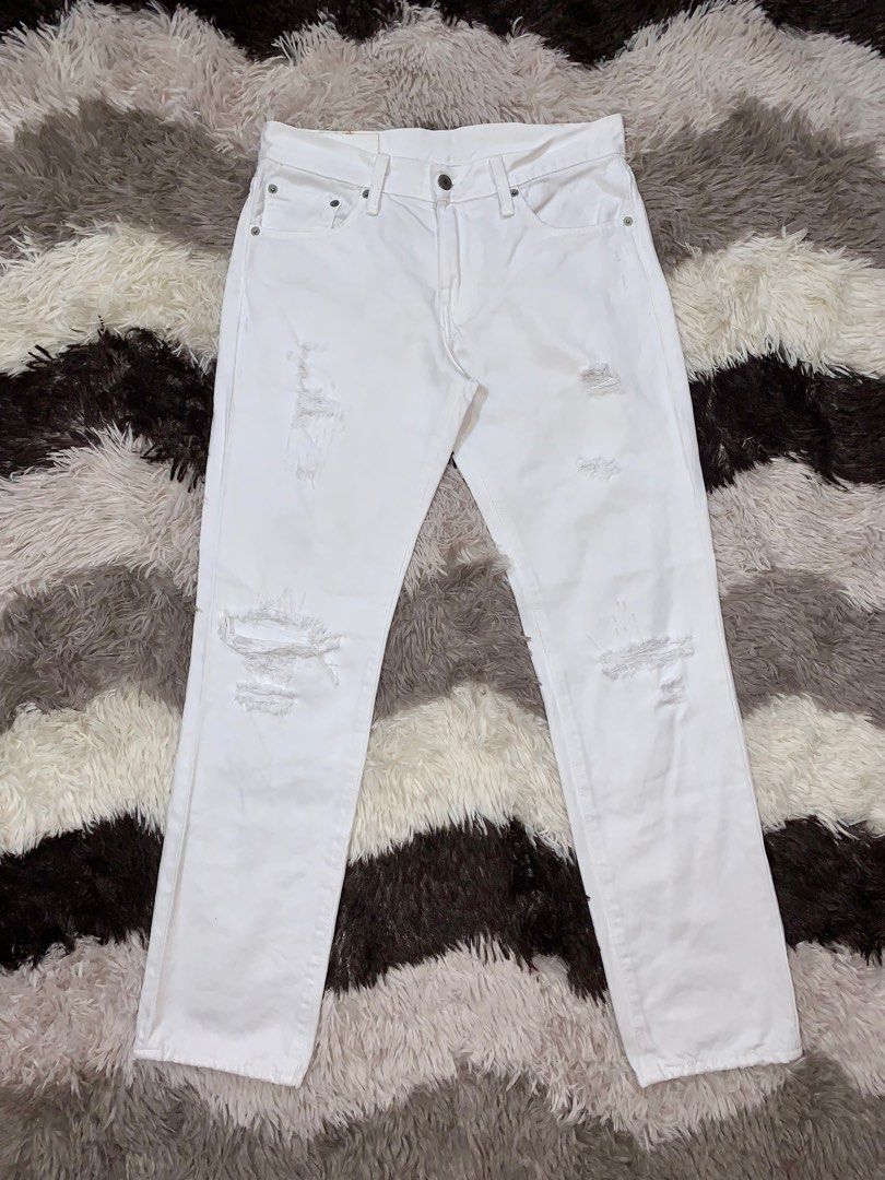 Levi's 511 tattered white ripped jeans, Men's Fashion, Bottoms, Jeans on  Carousell