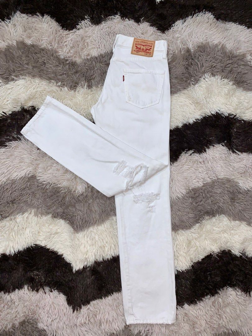 Levi s 511 tattered white ripped jeans Men s Fashion Bottoms