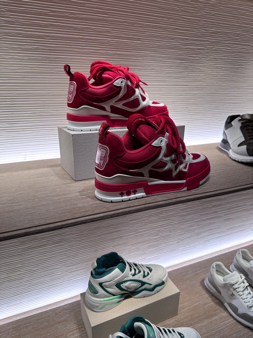 Louis Vuitton Skate Sneakers Red White, Men's Fashion, Footwear