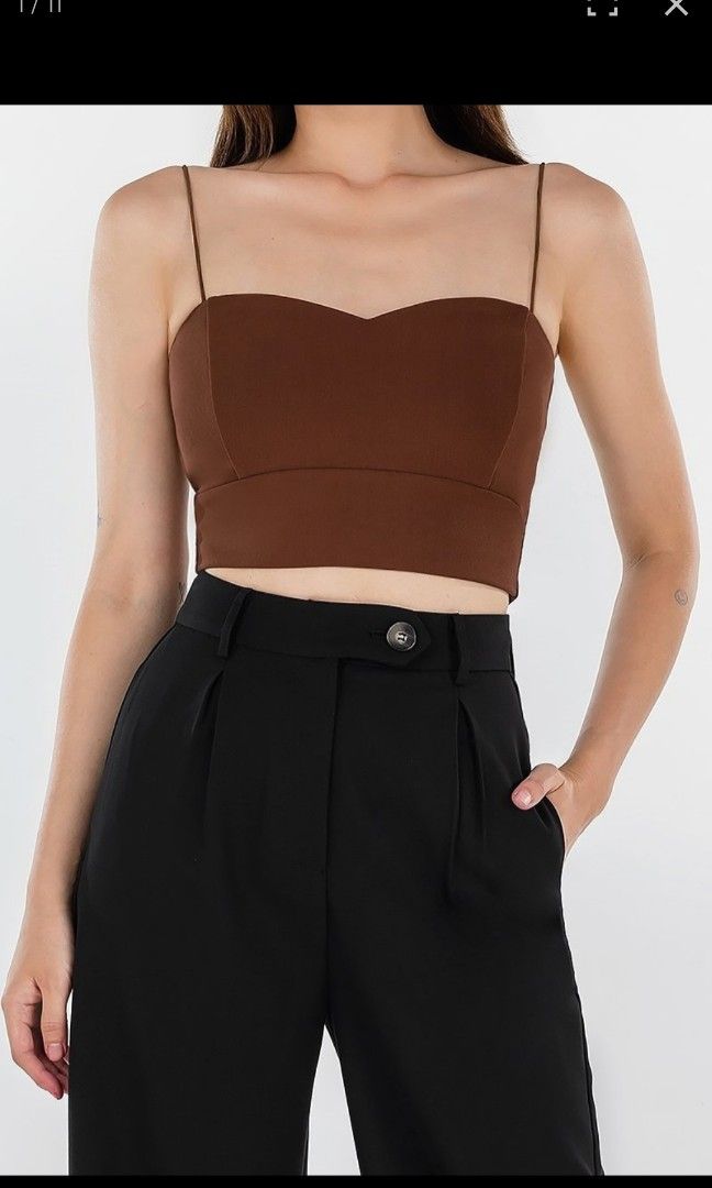 Eva Cropped Cami Top Brown