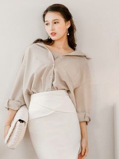 Lyra layered shirt in ash nude