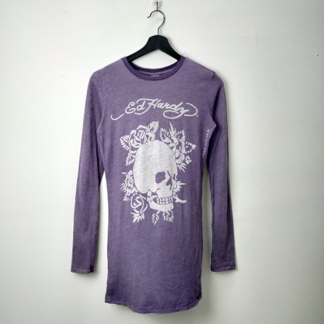M] ED HARDY BY CHRISTIAN AUDIGIER MADE IN USA PURPLE COLOR SKULL