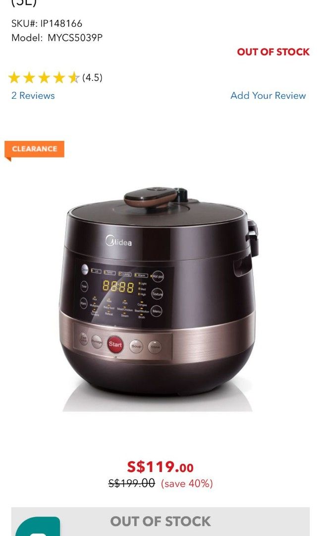 Midea mycs5039p pressure cooker review outlet