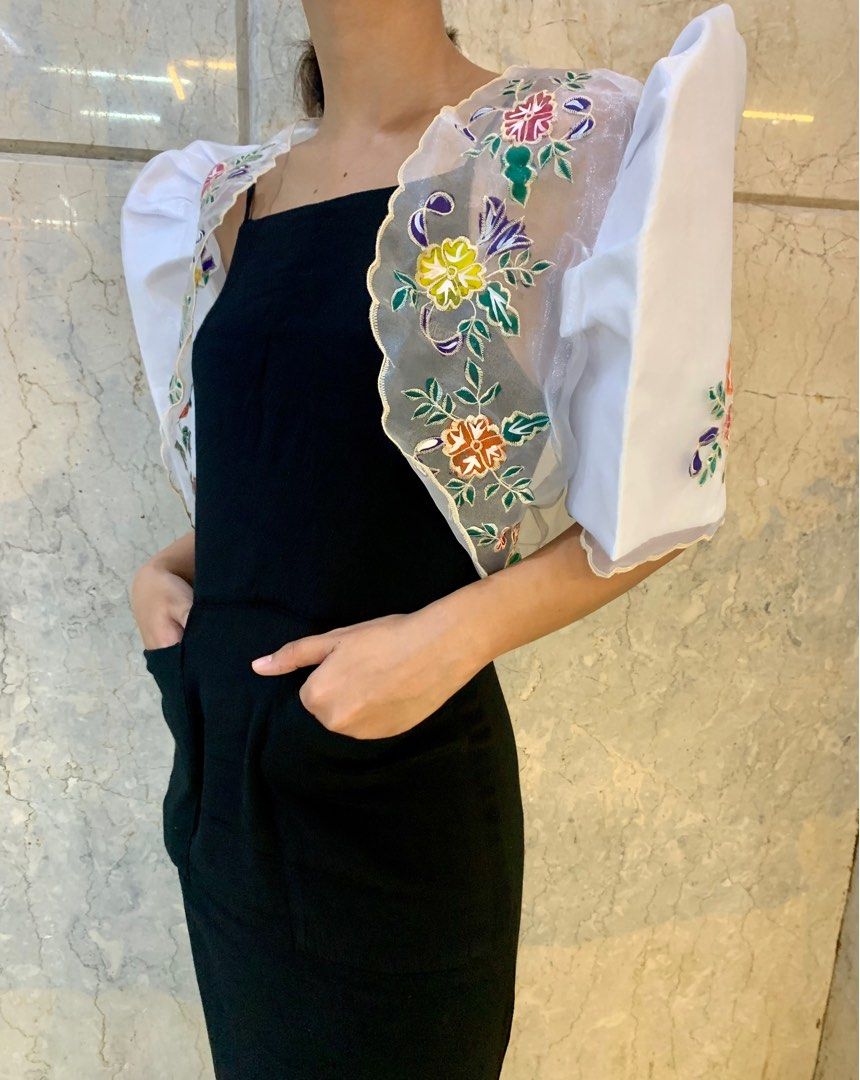 Women s Modern Filipiniana Organza Bolero White Women s Fashion