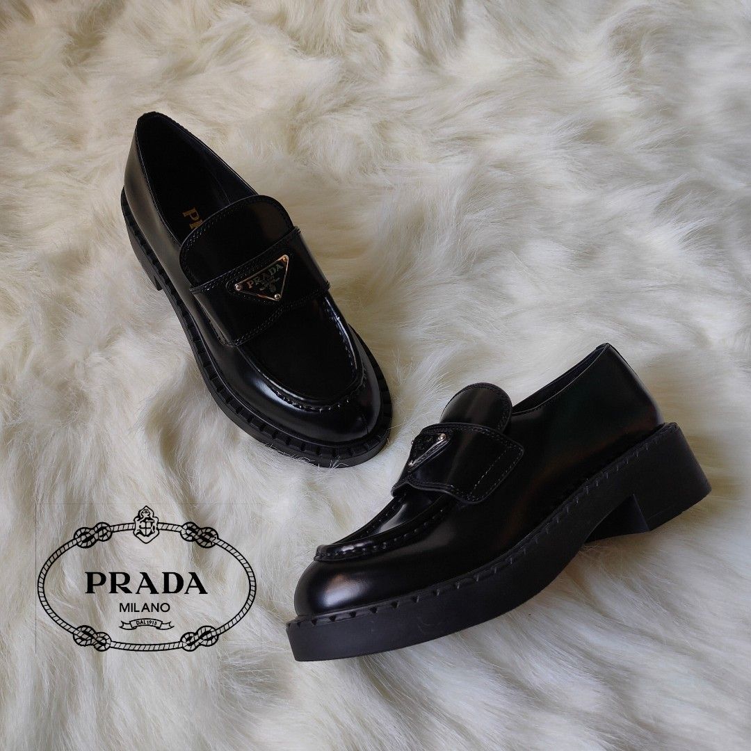 NEW! PRADA MILANO SHOES | Black Chocolate Brushed Leather Loafer, Luxury,  Sneakers & Footwear on Carousell