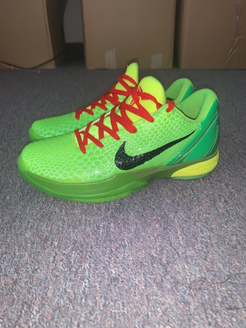 nike kobe 6 grinch basketball shoe tag lebron kyrie wade jordan air