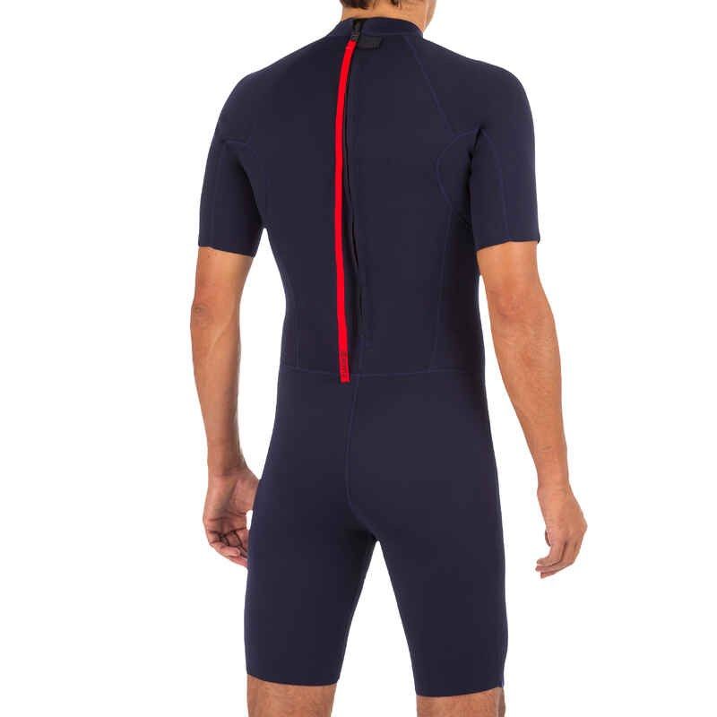 Olaian 100 men's 1.5mm neoprene shorty surfing wetsuit navy blue
