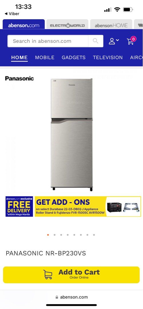 Panasonic Inverter refrigerator 8cu.ft non, TV & Home Appliances