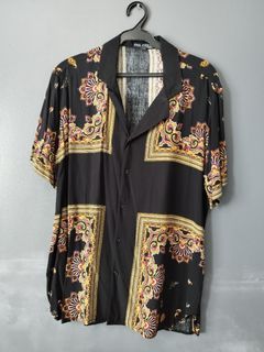 Paul Andres 'Cross Pattern' Cuban Collar Shirt - L