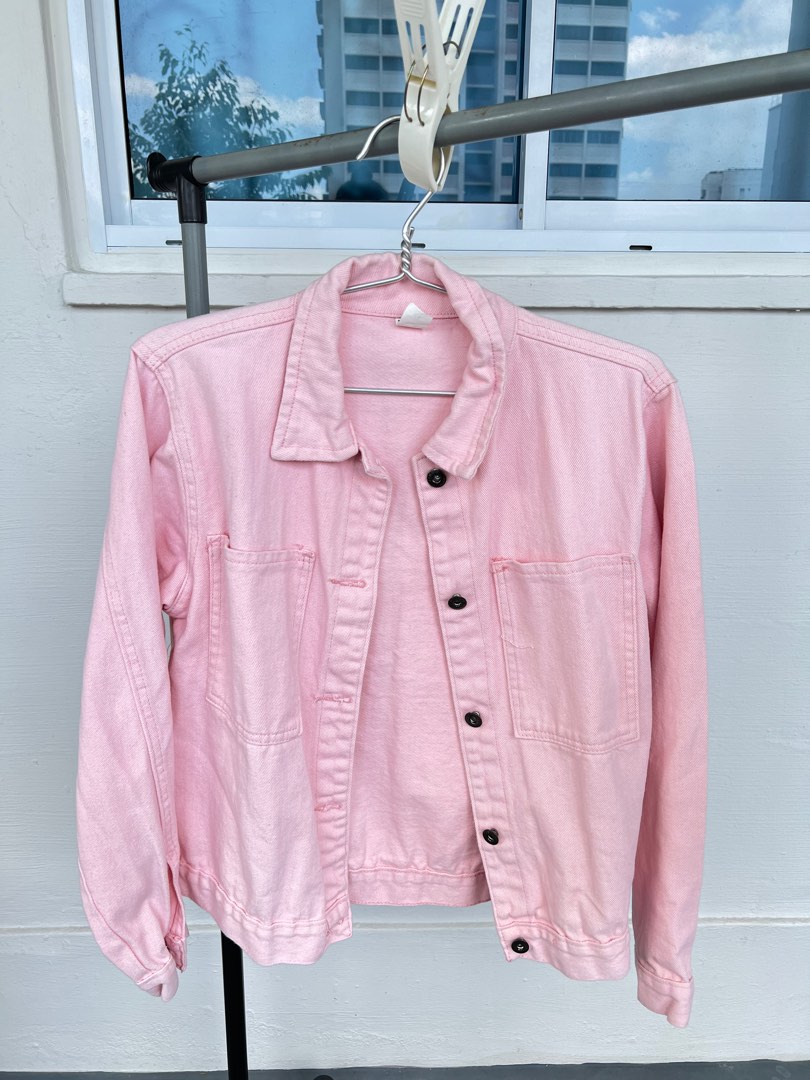 Cheap pink denim jacket sale