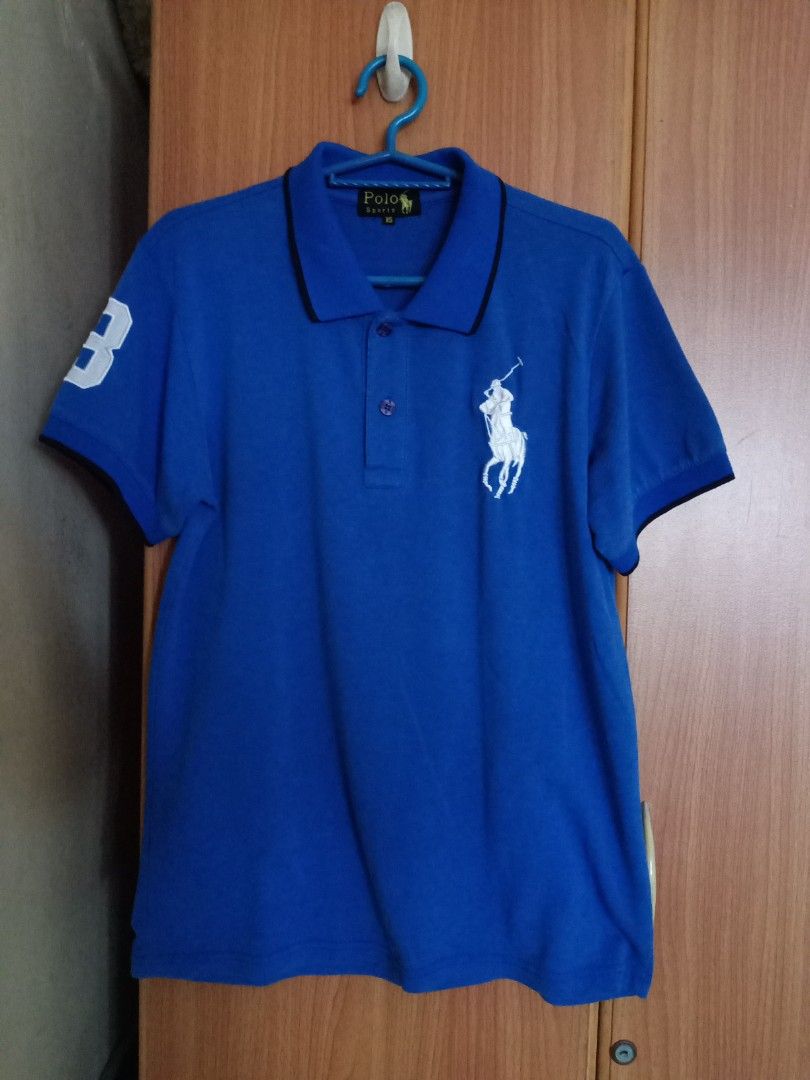 royal blue and black ralph lauren polo shirt