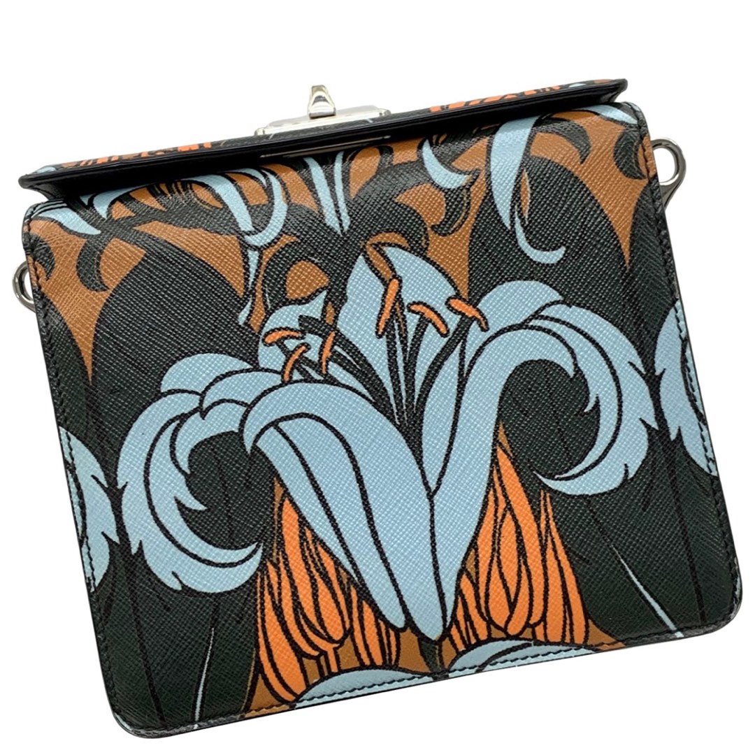 Prada Multicolor Saffiano Stampa Leather Turnlock Top Crossbody