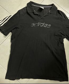 [Preloved] Men Adidas 3 Stripes Black Polo Shirt
