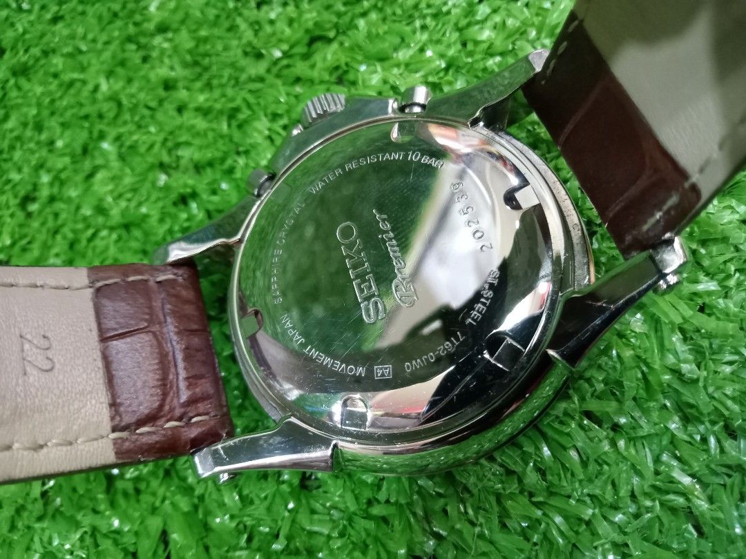 Preloved Seiko Premier Quartz Chronograph 202539 Men's Watch Japan Movement  Leather Strap Brown Guarantee 💯 Originality, Men's Fashion, Watches &  Accessories, Watches on Carousell