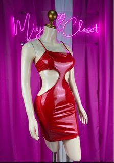 Red latex sexy dress