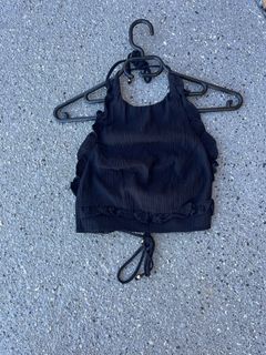 Ruffled halter neck crop
