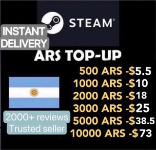 [SALE]Steam Argentina ARS Wallet Top Up | steam Argentina peso/Steam Argentina Gift code /Steam Community Market exchange/steam Argentina account created [ delivery time with in 5 minutes!]
