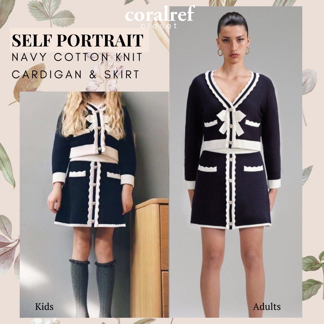 Self-portrait navy cotton knit set