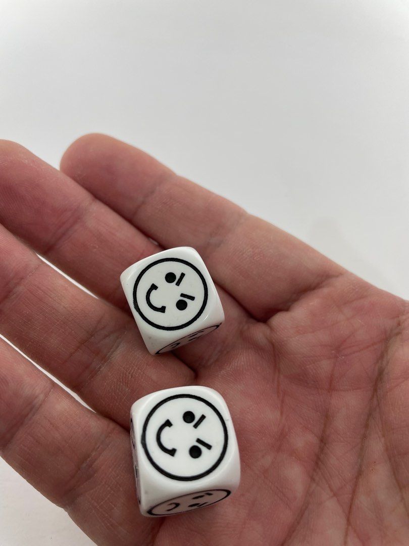 Set of 2 Emoji Dice Game Role Play Therapy 6 Expressive Faces