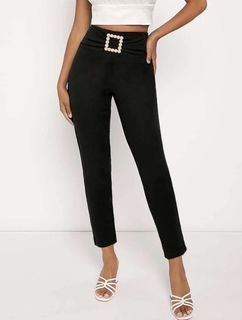Shein Pearl Buckle front Skinny Trousers