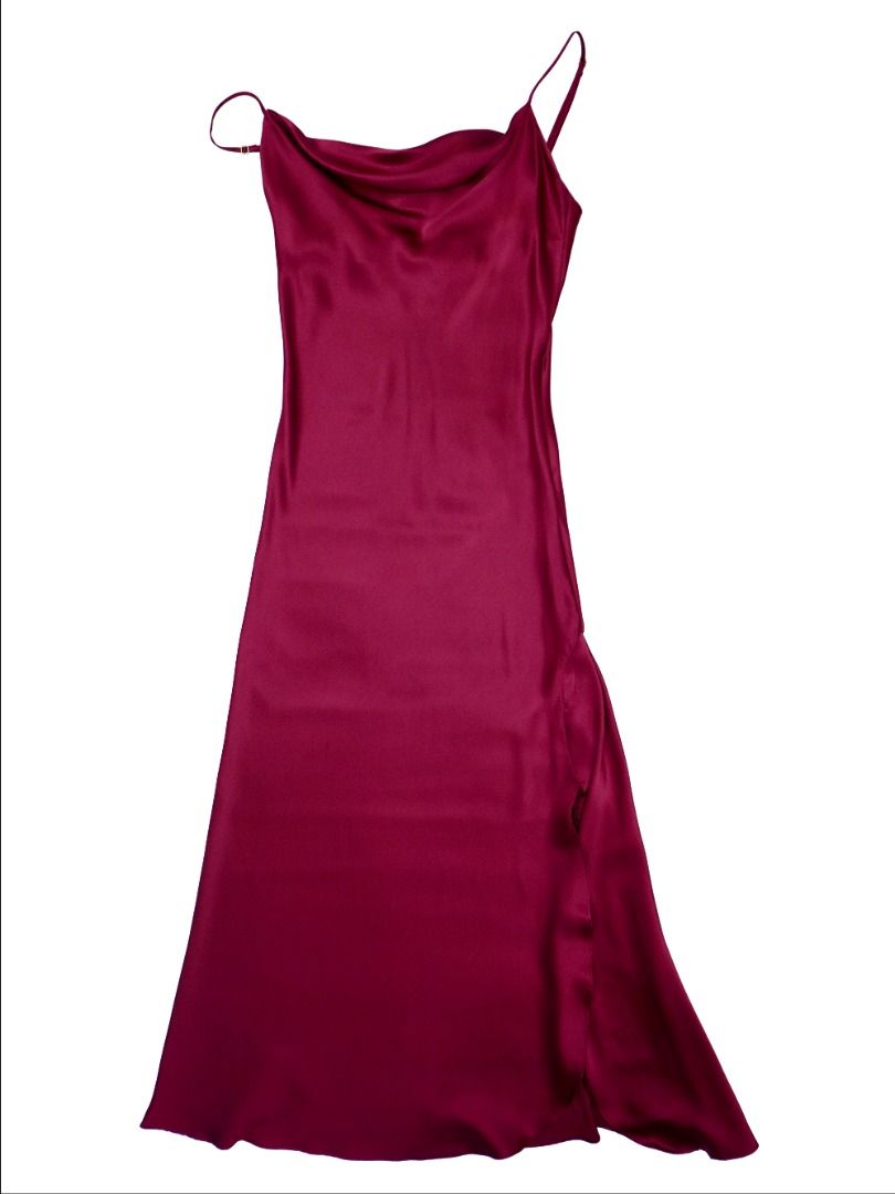 Silk Maison Red Desire Slit Bias Cut Silk Slip Dress