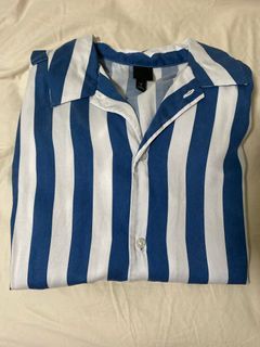 Striped button up tee