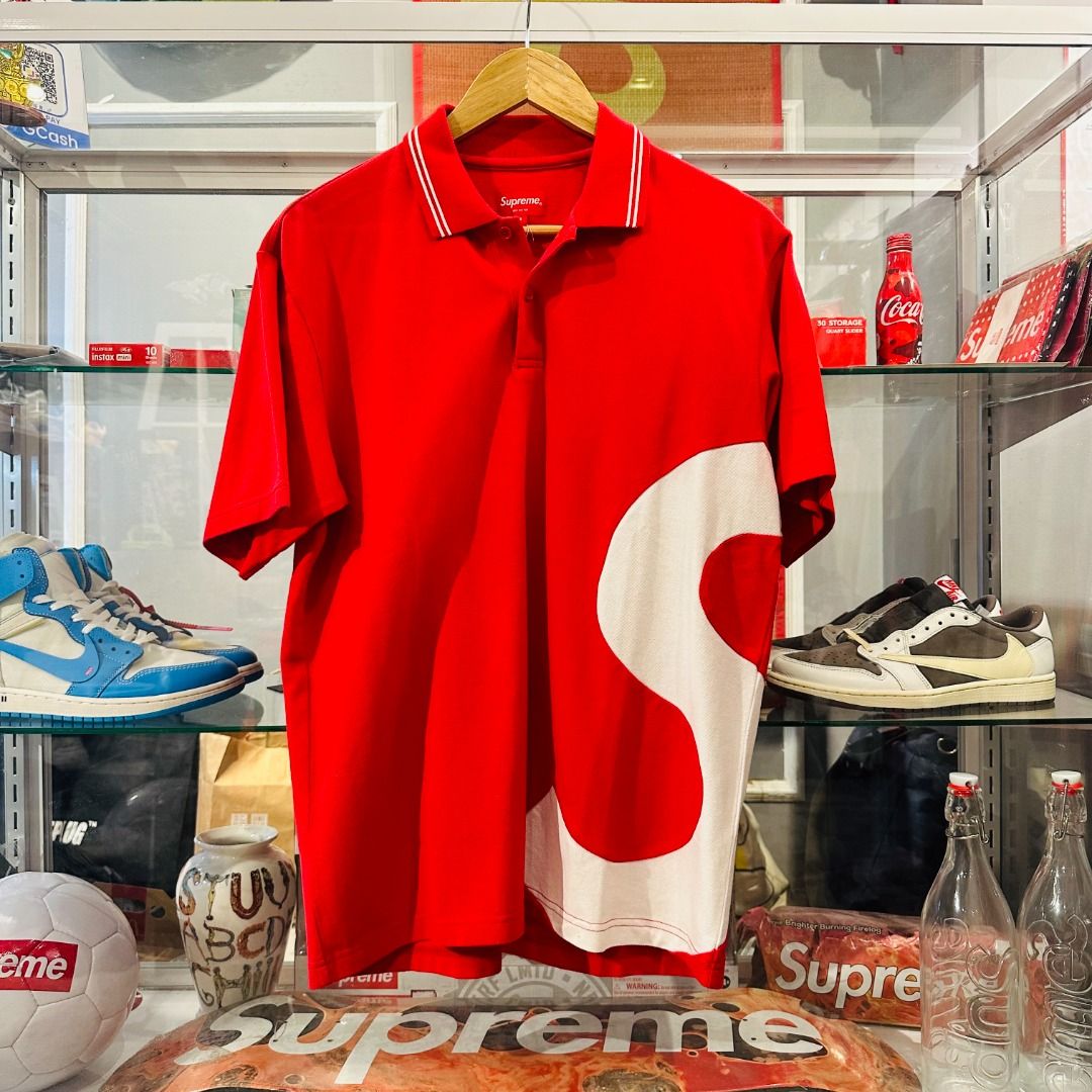 Supreme S Logo Polo Red Men s Fashion Tops Sets Tshirts
