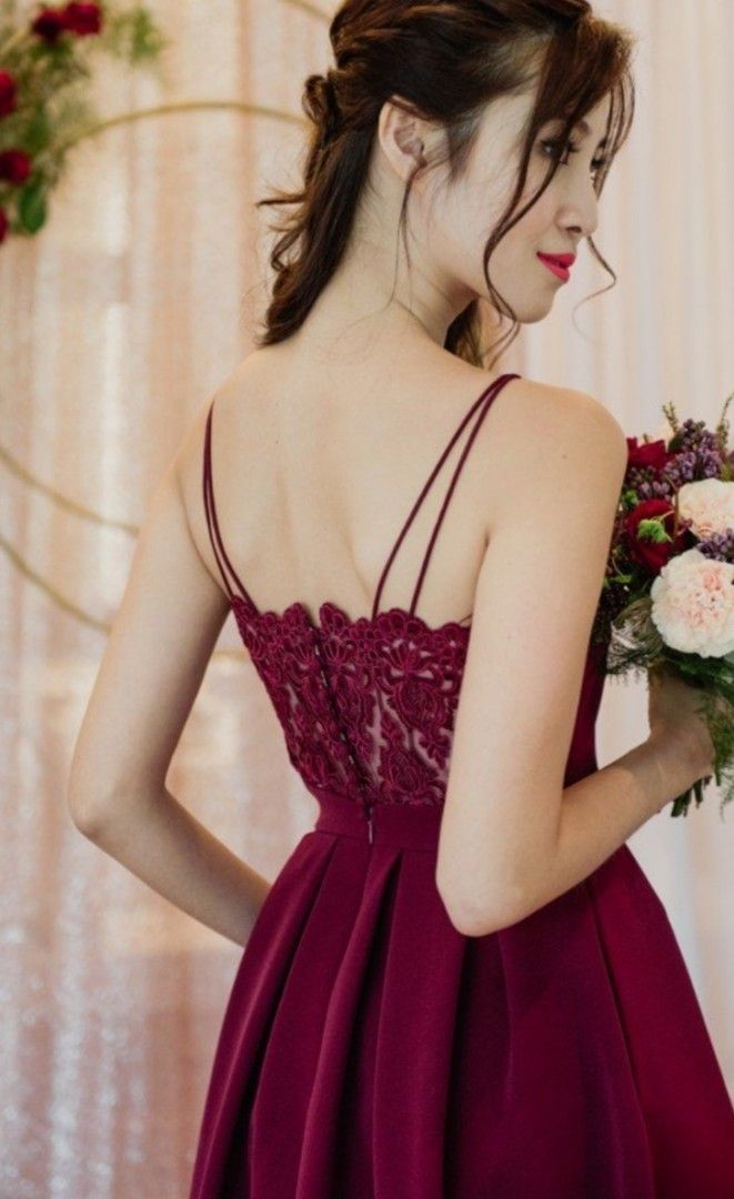 Threadtheory Beautiful Back to Back Dip Hem Dress Burgundy XS, Women's  Fashion, Dresses & Sets, Dresses on Carousell
