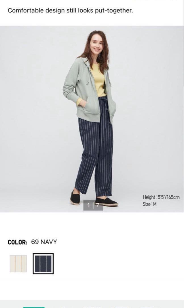 Cotton Striped Relaxed Ankle Pants