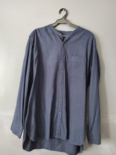 Uniqlo Navy Stand Collar Long Sleeve Shirt - XL