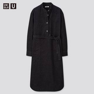 UNIQLO U系列 燈芯絨立領洋裝(長袖)黑L