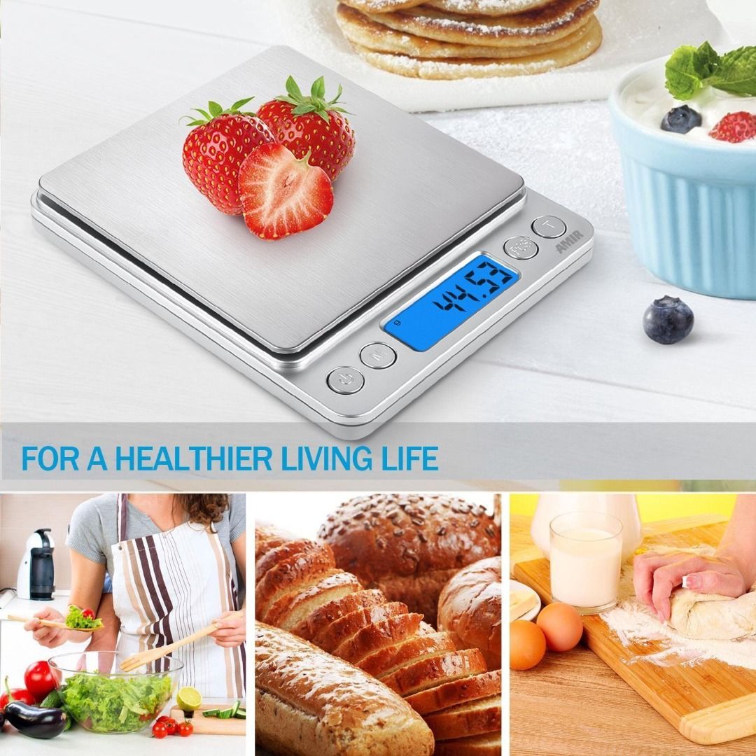 Digital Kitchen Food Scale 0.1~3kg 2 Trays, Tare Function, (battery  included)