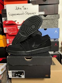 USED Air Jordan 1 Low Triple Black Suede Size 10 US Mens