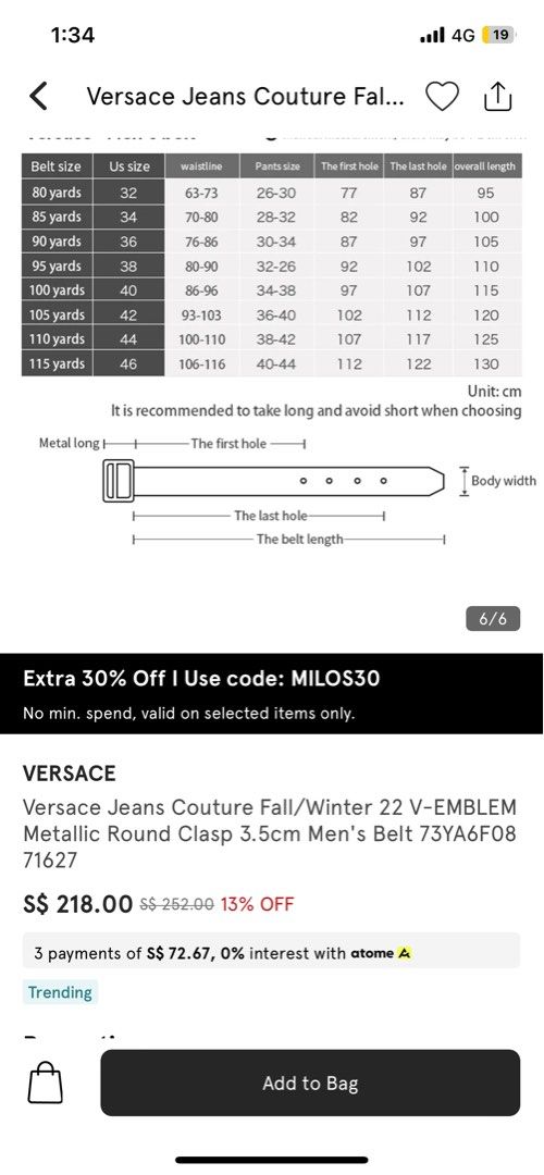 Versace jeans couture men's belt, Men's Fashion, Watches u0026 Accessories,  Belts on Carousell