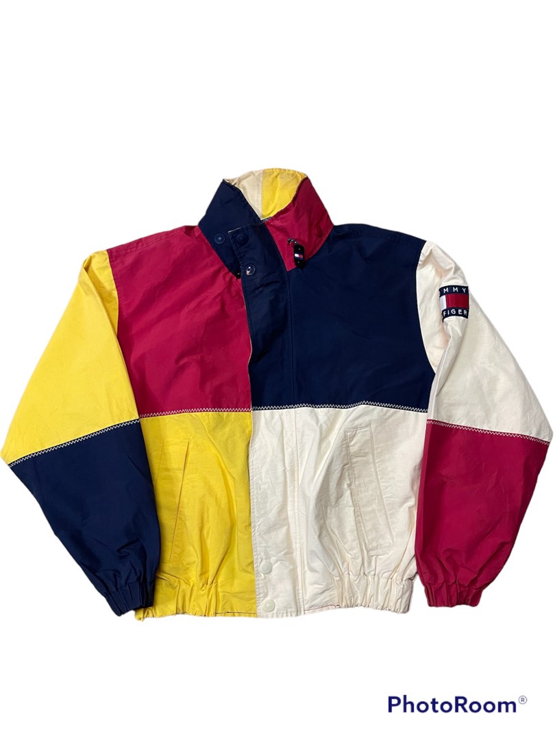 Vintage 90's Tommy Hilfiger color block Sailing Jacket, Men's Fashion, Coats, and on Carousell
