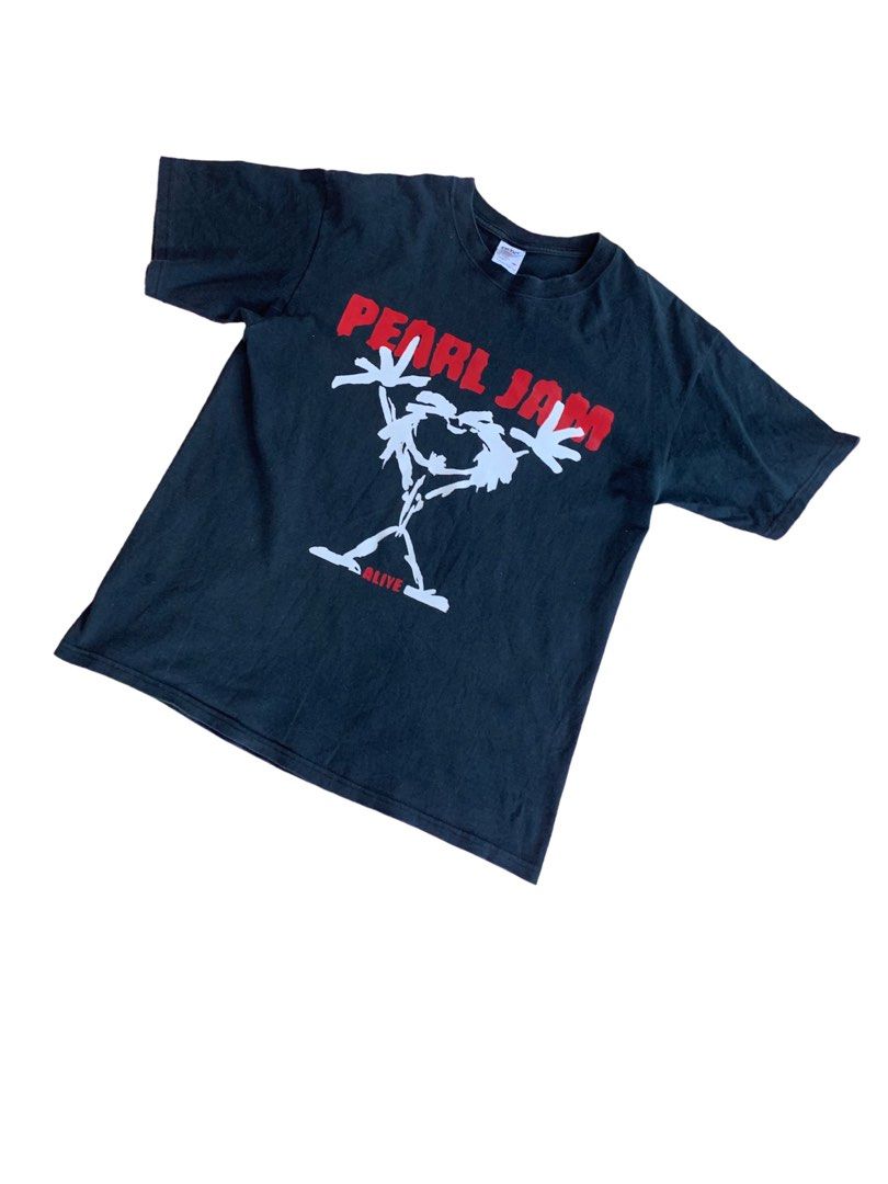 Anvil PEARL JAM Band T-shirt, Men's L size cotton Khaki type sage green Vintage Second Hand